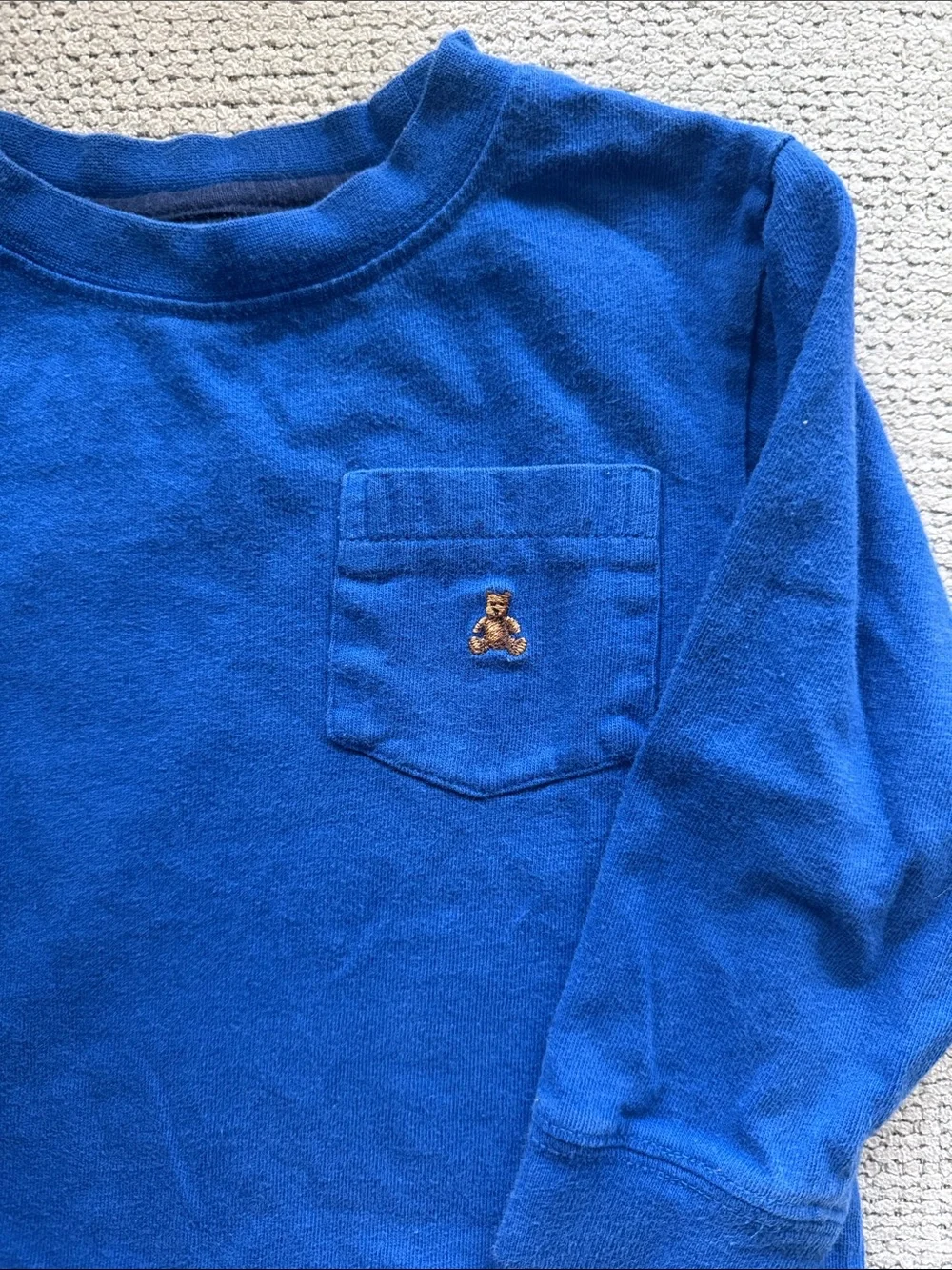 GAP Royal Blue Long-Sleeve Pocket Tee with Bear Patch - Kids